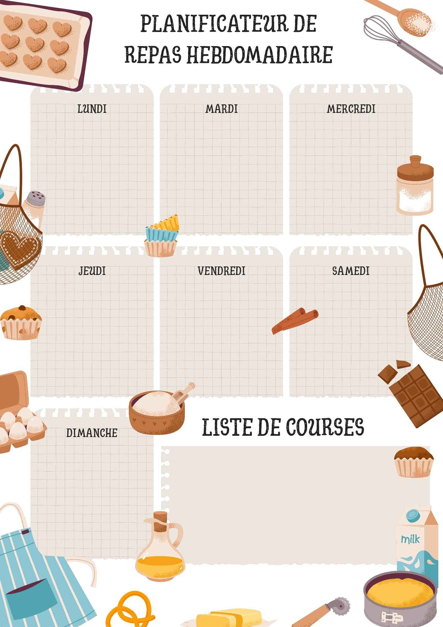 Planificateur de repas hebdomadaire – Organisez vos repas en toute simplicité !
